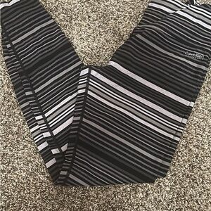 Calvin Klein Black and Gray Striped Leggings
